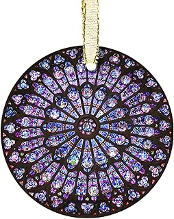 Notre Dame Stained Glass Window Ornament - Beautiful Catholic Suncatcher for Kitchen Windows - Décor for Home & Sunlit Spaces