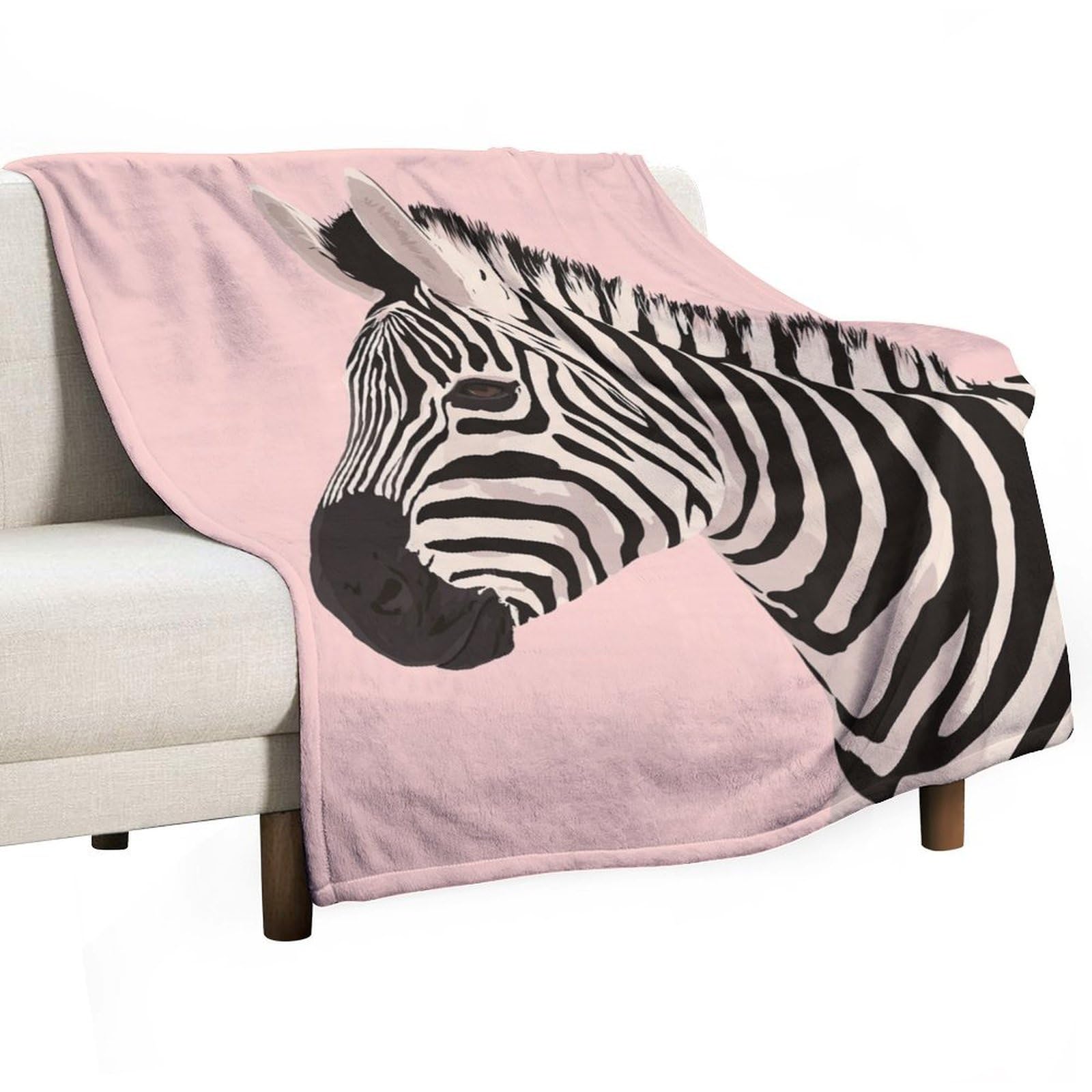Jubonexis Minimalist Zebra on Pink Anti Pilling Throw Blankets Cozy Durable Blanket for Bedroom Living Rooms Couch Sofa Bed 130x150cm(50x60in)