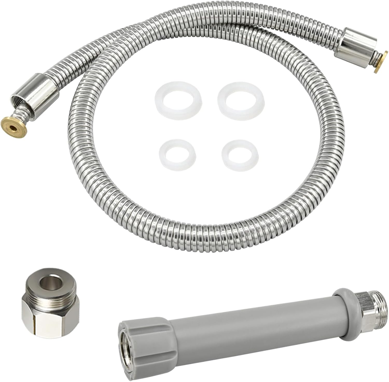 44" Commercial Sink Faucet Sprayer Hose, Compatible with T&S Brass B-0044-H Pre-Rinse Hose with 1/2" NPSM Female &Heat Resistant Handle, Stainless Steel