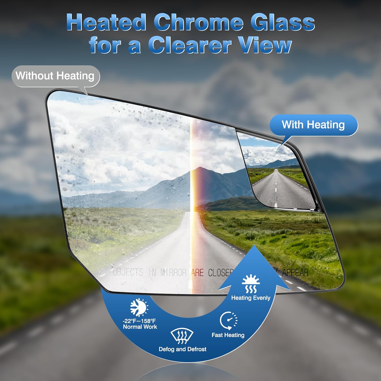 TOP-MAX Passenger Side Mirror Glass Replacement For GMC Acadia Chevy Traverse 2013-2017 Right Rearview Exterior Mirrors Power Heated Wide-Angle with Backing Plate