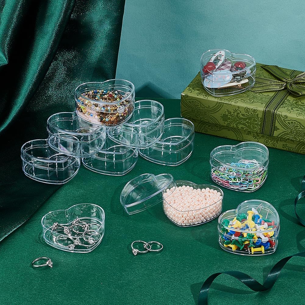 AHANDMAKER 50Pcs Clear Acrylic Box with Lid Heart Shaped Candy Box Small Plastic Display Container Mini Clear Container for Candy Jewelry Hair Accessory Birthday Wedding Party Favor, 2.3"x2.6"x1.3" image 4