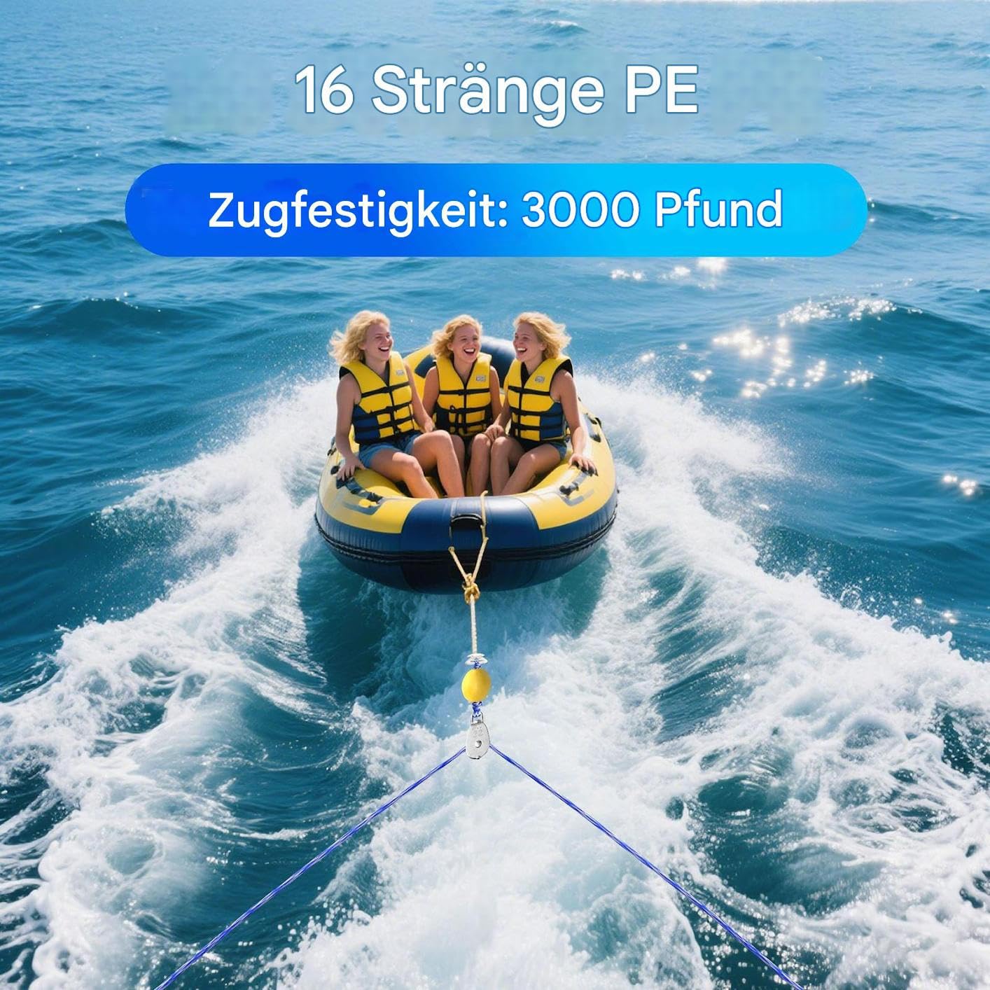Schleppseil Für Boote 5m Mit Schwimmball & Öse | 2300kg Reißfestes Wassersport-Seil Für Wasserski, Wakeboard & Schlauchboot | Schwimmendes Ski-Seil Für See & Binnensee