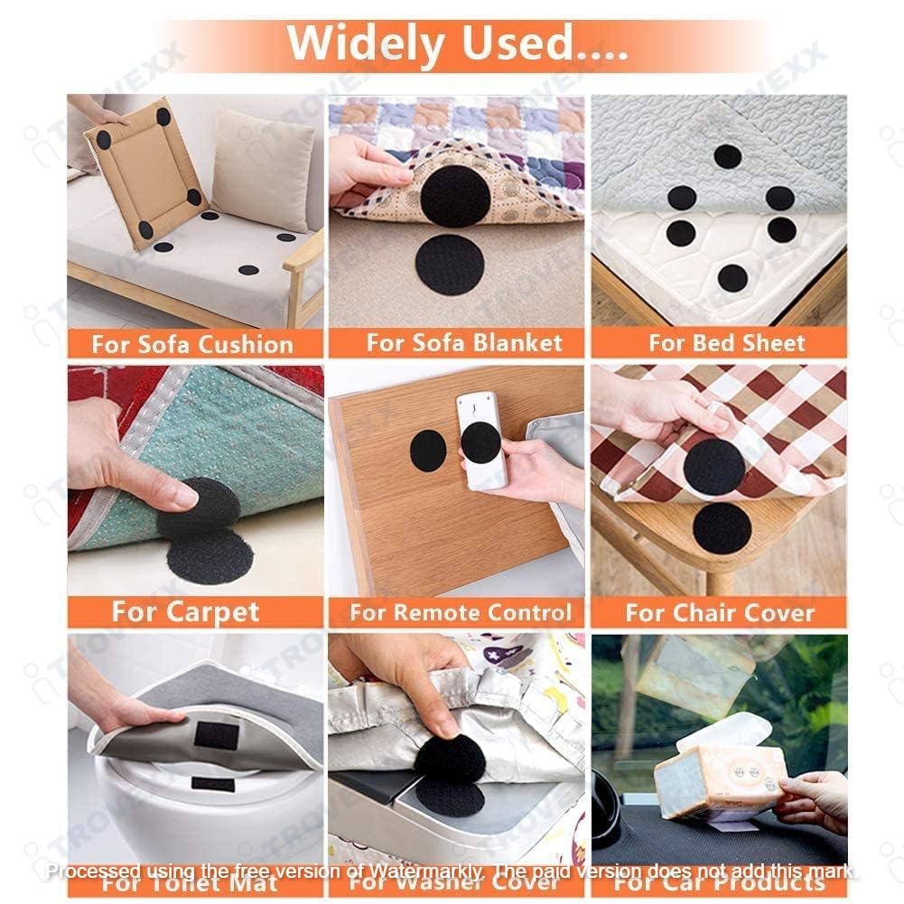 Velcro Sticker Double-Sided Sticker Back -Heavy Duty Rug Carpet Gripper Pad Wall Mounting Mats Rugs Bed Sheets Pillows Sofa Mattress Coins for Home Office Car Phone Mount (10Pcs) 2