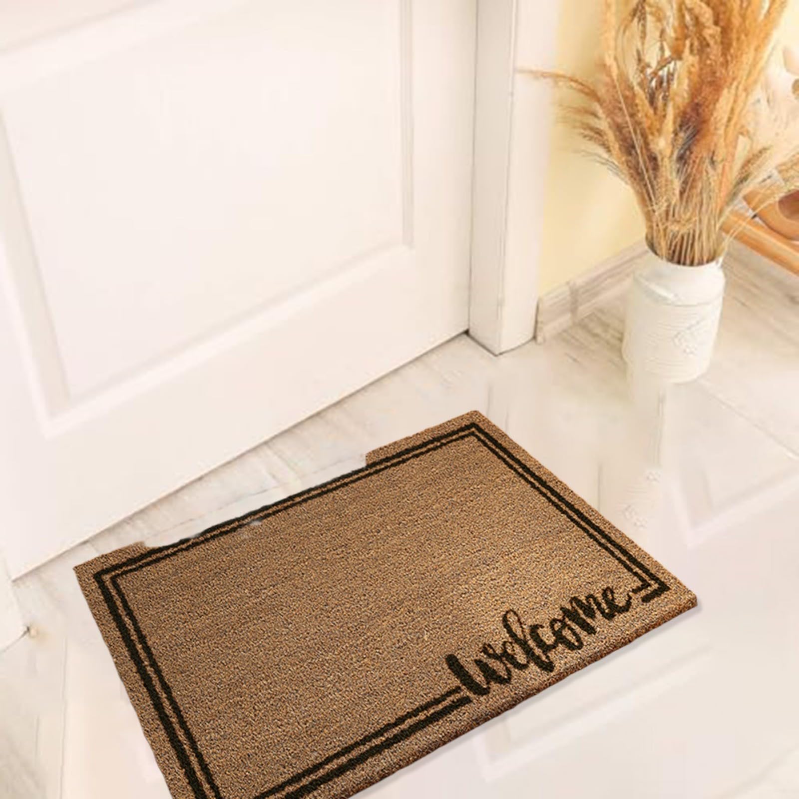 Tapis d'entrée rustique en fibre marron très résistant pour trappeur à domicile et bureau, 45,7 x 76,2 cm