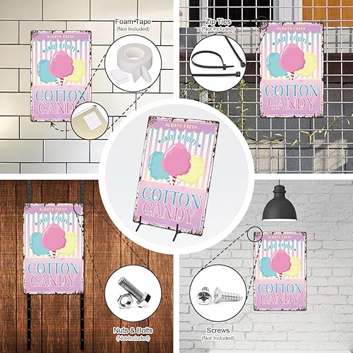 Miniatura 4 de Cartel de metal con texto en inglés Sweet Fluffy Cotton Candy con texto en inglés Retro Print, póster decorativo para pared, decoración de cocina,