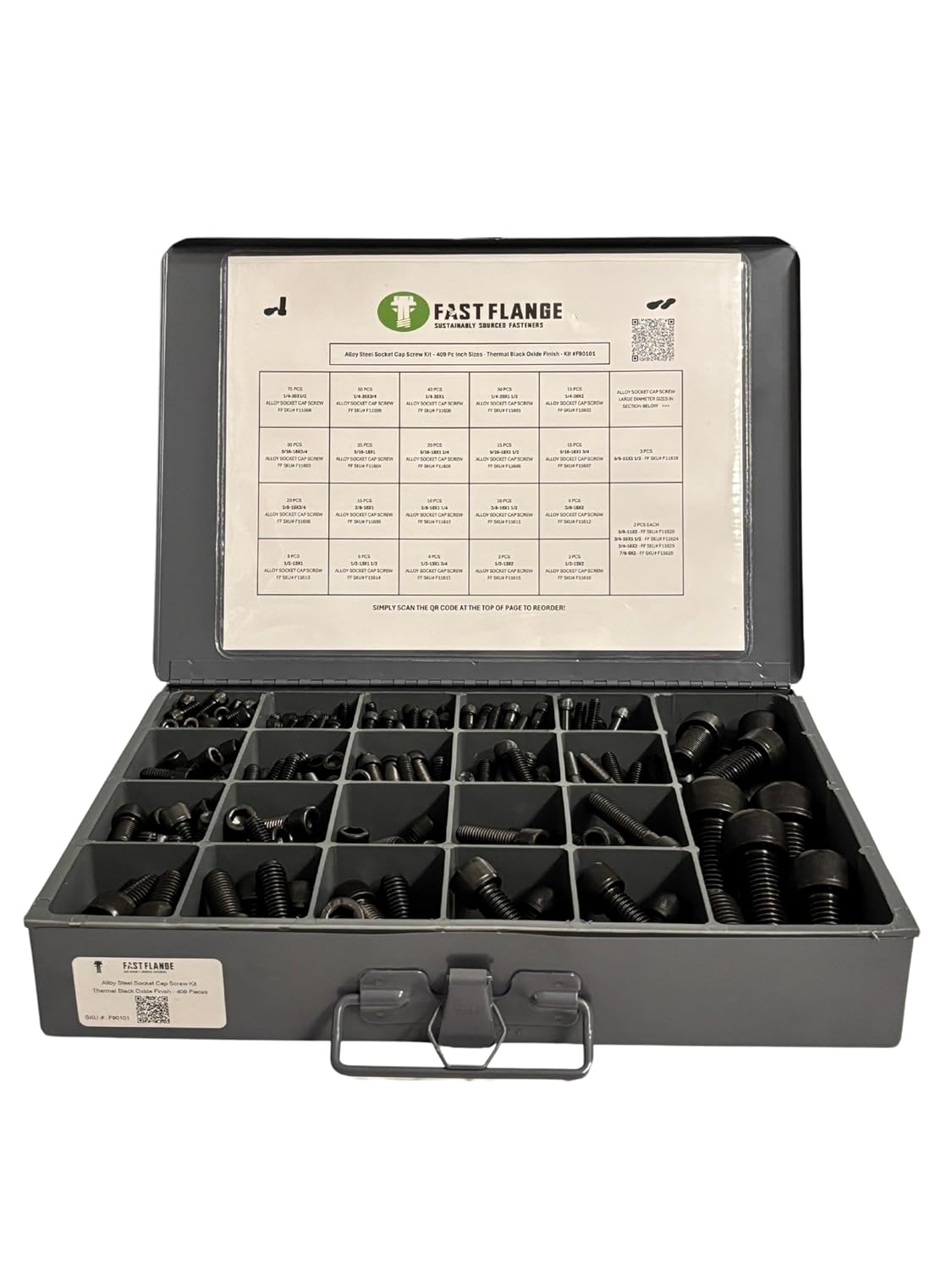 Inch Alloy Allen Socket Head Cap Screws Bolts Coarse Thread Black Oxide Assortment - 409 PCS