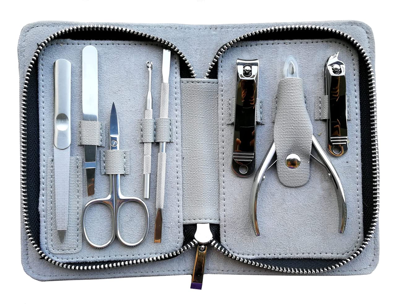 Rui Smiths Pro Stainless Steel 8-Piece Manicure Kit For Home And Salon With Professional Precision Cuticle Nipper And Metal Pusher Style No. 105 : Health & Household