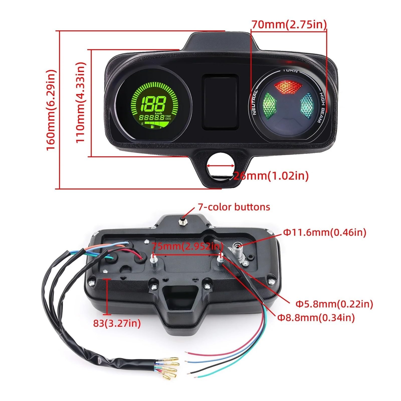 Contagiri contachilometri Tachimetro Universale Per Moto 12V Indicatore Livello Carburante Retroilluminazione A LED Digitale Moto 12V Per Titan Per CG 150 Fan