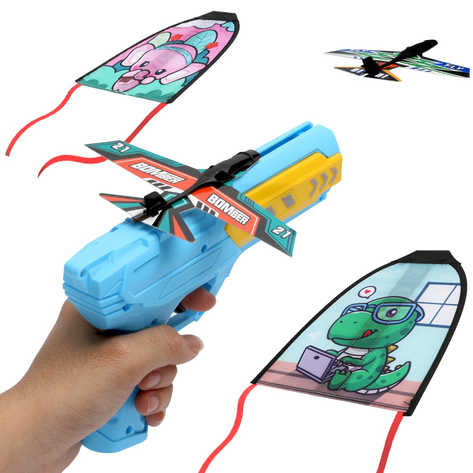 FEIDAMA Airplane Launcher Ejection Kite Beach Toy Set, Outdoor Beach Kite Toy for Water Game and Party Favors Kids Birthday Gift for 3+ Years Old Kids