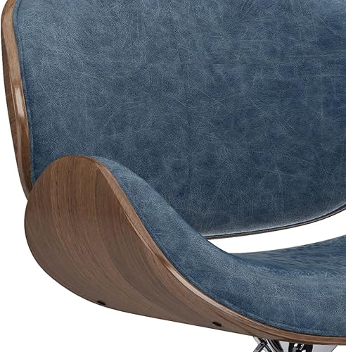 Miniatura 123 de SIMPLIHOME Marana - Taburete de bar giratorio ajustable – Silla tapizada de metal de 33 pulgadas de altura de asiento en piel sintética vegana