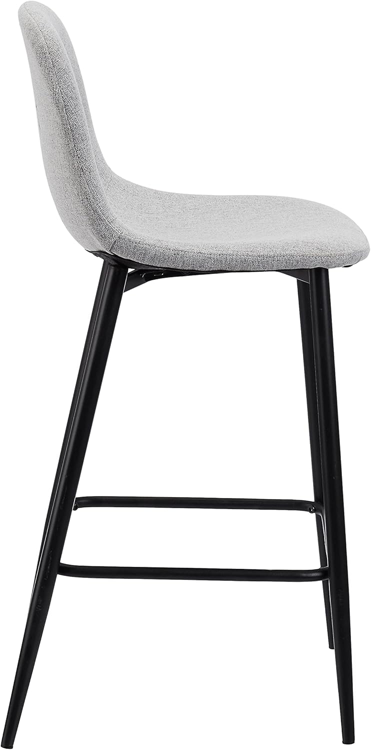 CangLong Upholstered Counter Height Stool Chair with Metal Legs for Bar, Kitchen, Dining Room, Living Room and Bistro Pub, Set of 1, Grey: Furniture & Decor