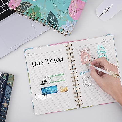 Miniatura 6 de EOOUT Paquete de 3 cuadernos en espiral para el trabajo, diarios en espiral de tapa dura para mujeres, 160 páginas, rayas universitarias, 5.5 x 8.3