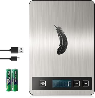 izeyu 33lb USB Rechargeable Digital Kitchen Scale - Stainless Steel, 1g/0.1oz Precision, 6 Units for Baking & Cooking