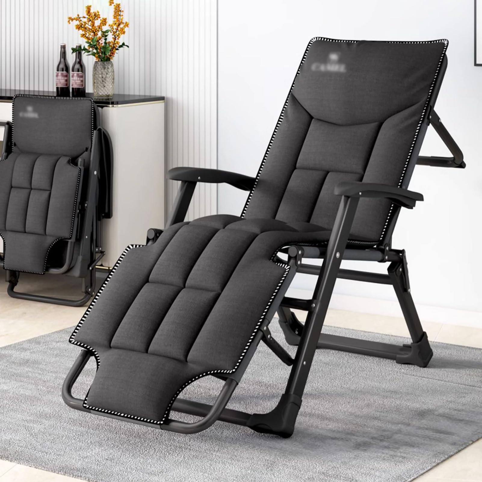 グレー】無重力 チェア 芝生 チェア 折り畳み式 リクライニング チェア