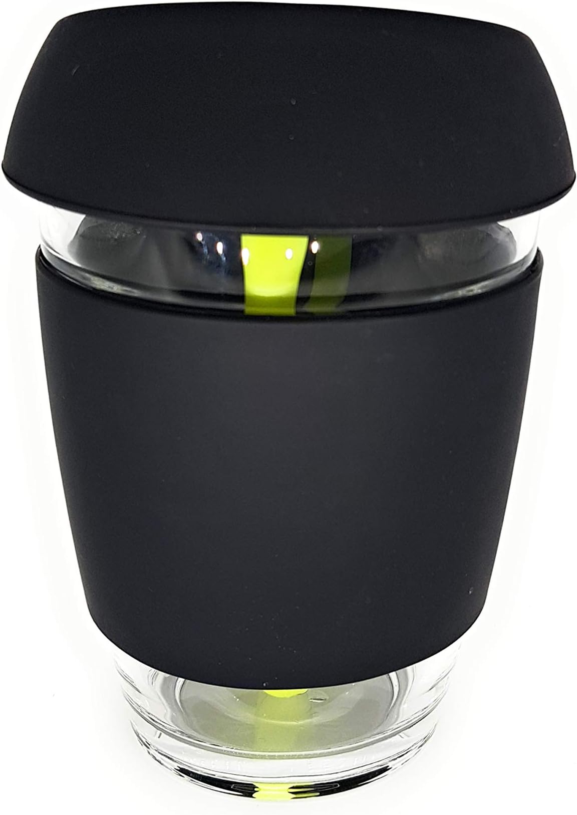 Reusable Glass Coffee Cup | Food Grade Silicone Lid | Eco Friendly Travel Mug 12oz/340ml | Free Eco Silicone Straw (Silicone)