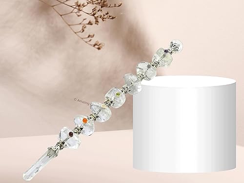 Miniatura 6 de Amazing Gemstone Varita de cristal para chakras, varitas de cristal curativo de brujería, varita de cristal transparente para meditación, brujería,