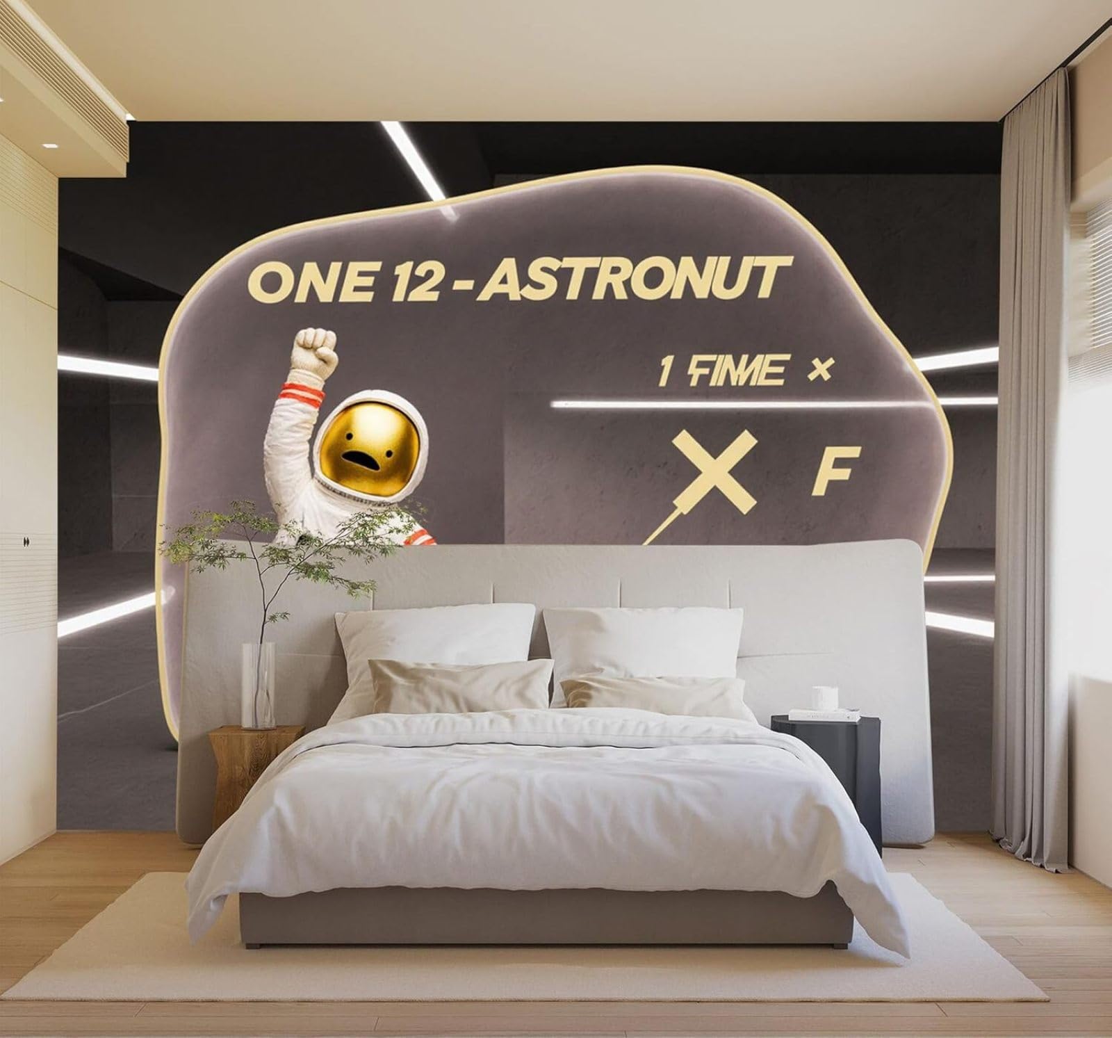 3D Papel Pintado Creatividad Espacio Adorable Astronauta Casco Dorado