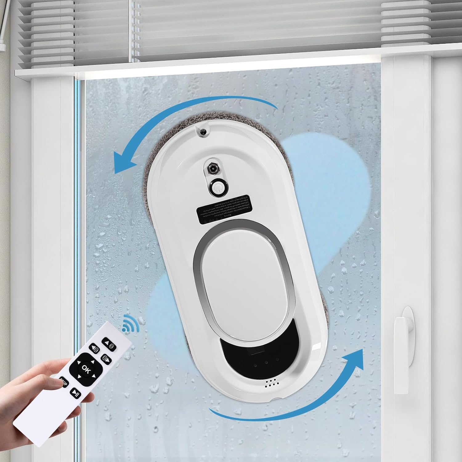 Window Cleaning Robot with 2800Pa Suction Power Automatic Glass Cleaner with Remote Control Electric Window Cleaner with Remote Control Intelligent Window Vacuum Cleaner for Indoor/Outdoor High-Rise Windows