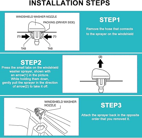 Miniatura 4 de Paquete de 2 boquillas para limpiaparabrisas delantero, limpiaparabrisas para Chrysler para Dodge para Ram 2004-2016, repuesto 4805742AB 55077460AA