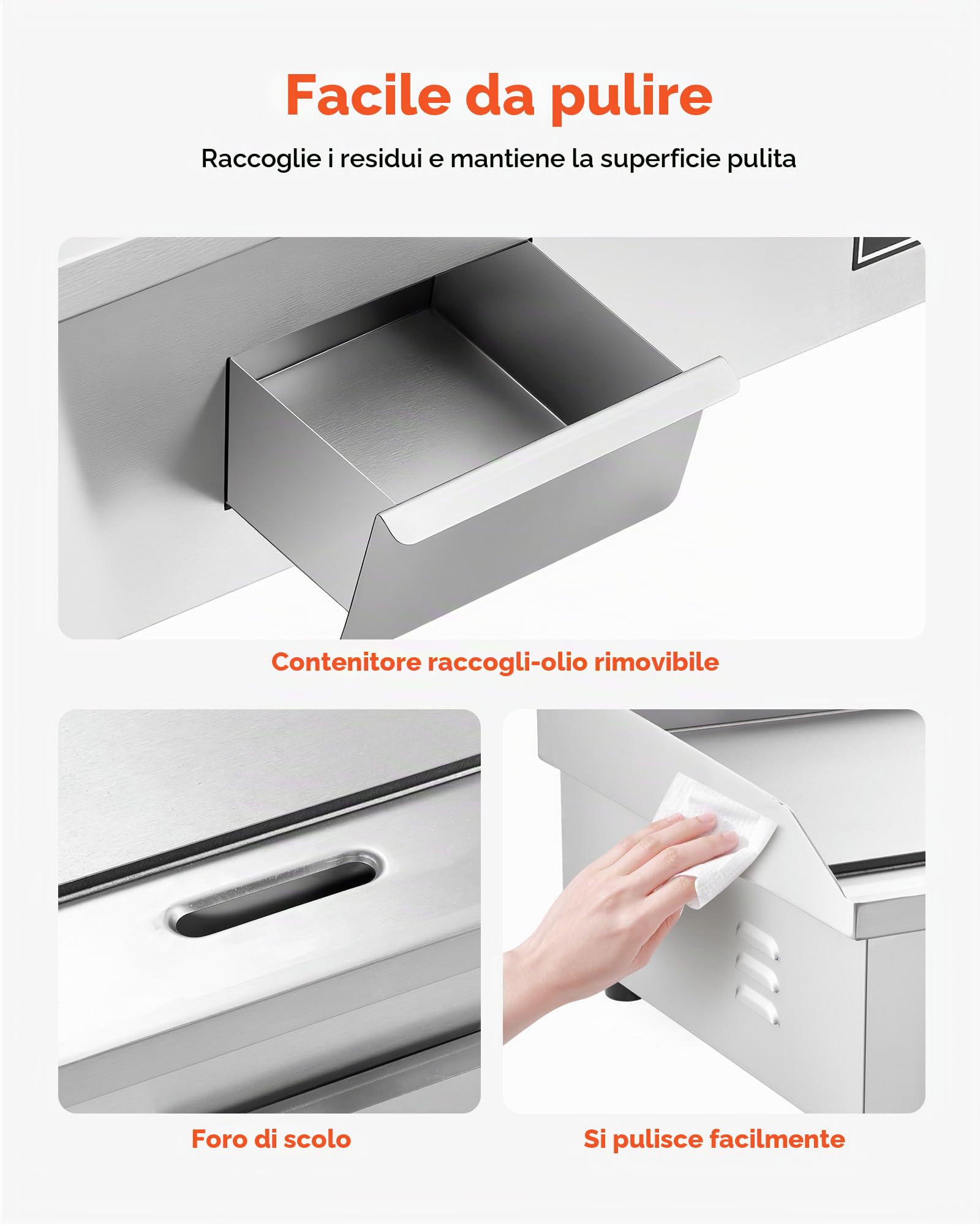 VEVOR Piastra Elettrica Commerciale da 4400 W, Controllo della Temperatura Regolabile da 50 a 300 °C, Griglia da Banco in Piastra in Metallo con 2 Spatole e 2 Spazzole, per Bistecche, Senza Spina