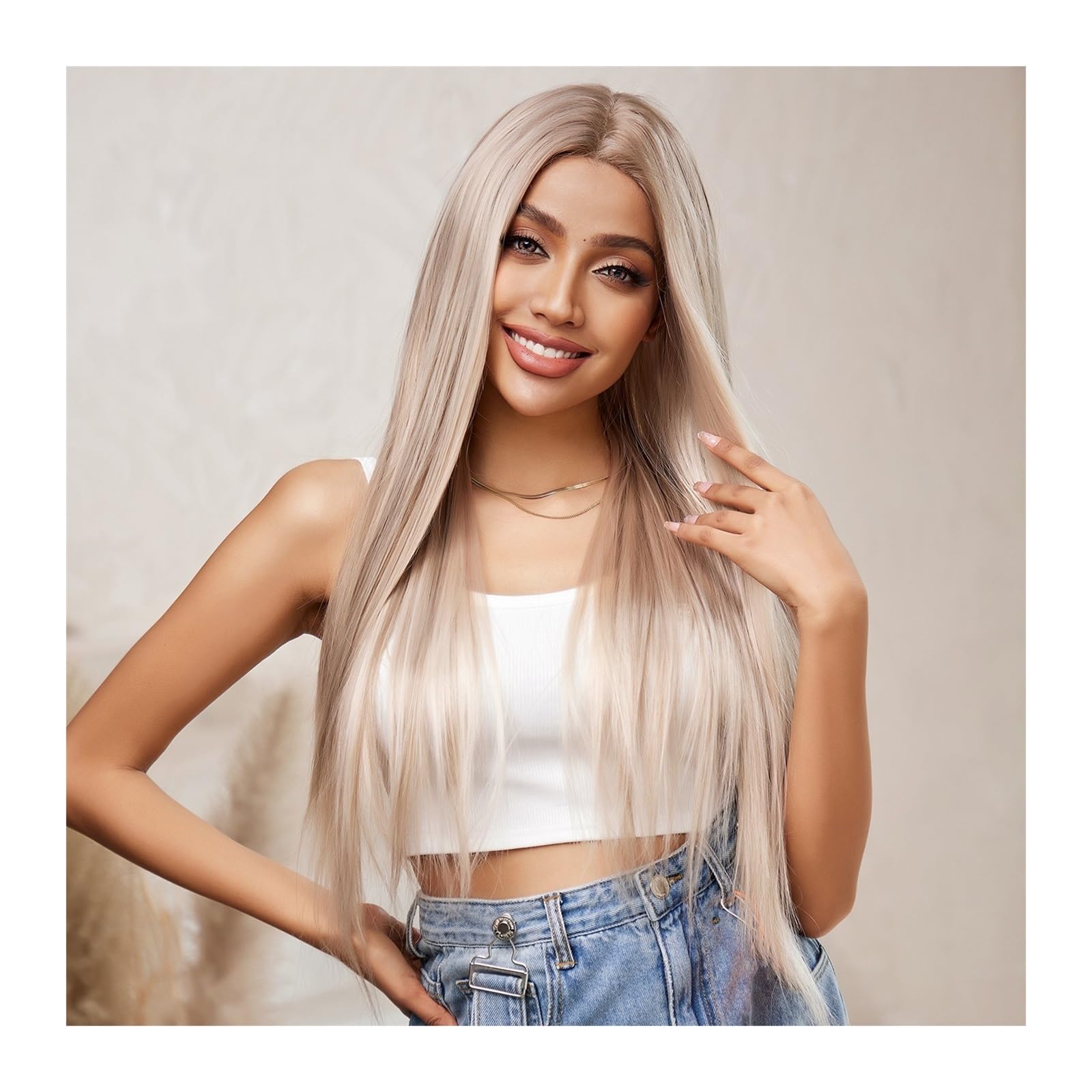 Perruque blonde lace front aspect naturel pour masquer la perte de cheveux