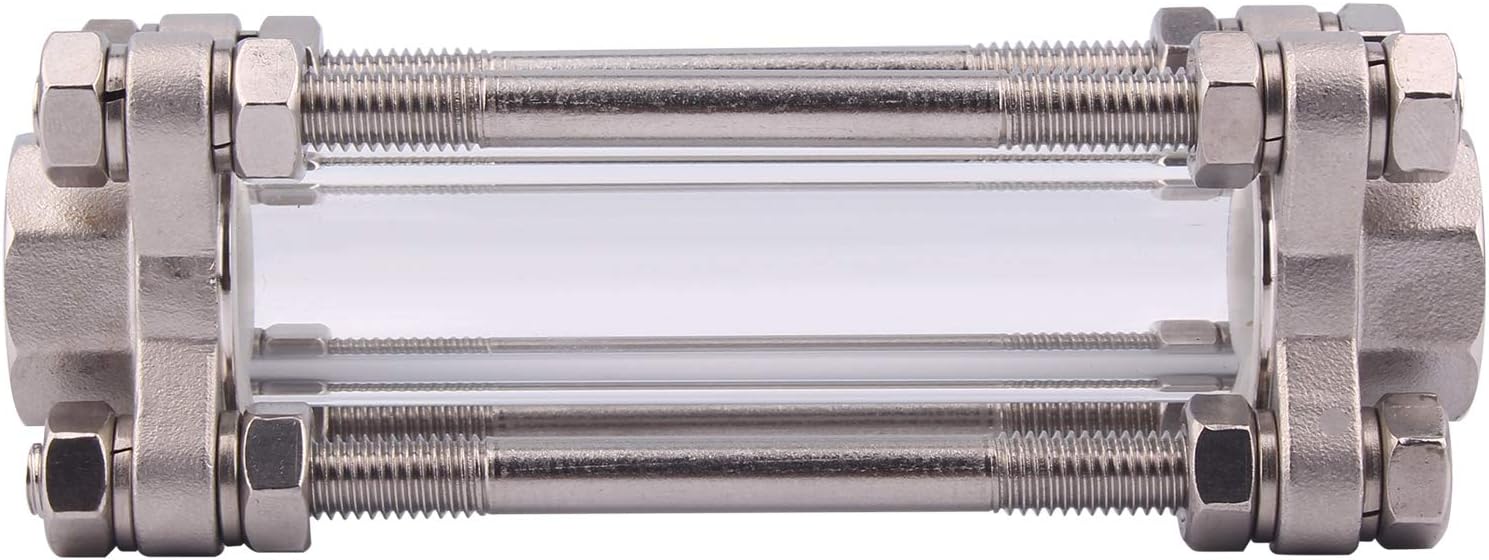 DERNORD in-Line Sight Glass with Female Thread,Flow Sanitary Straight Sight Glass SUS316 1/2" NPT Female