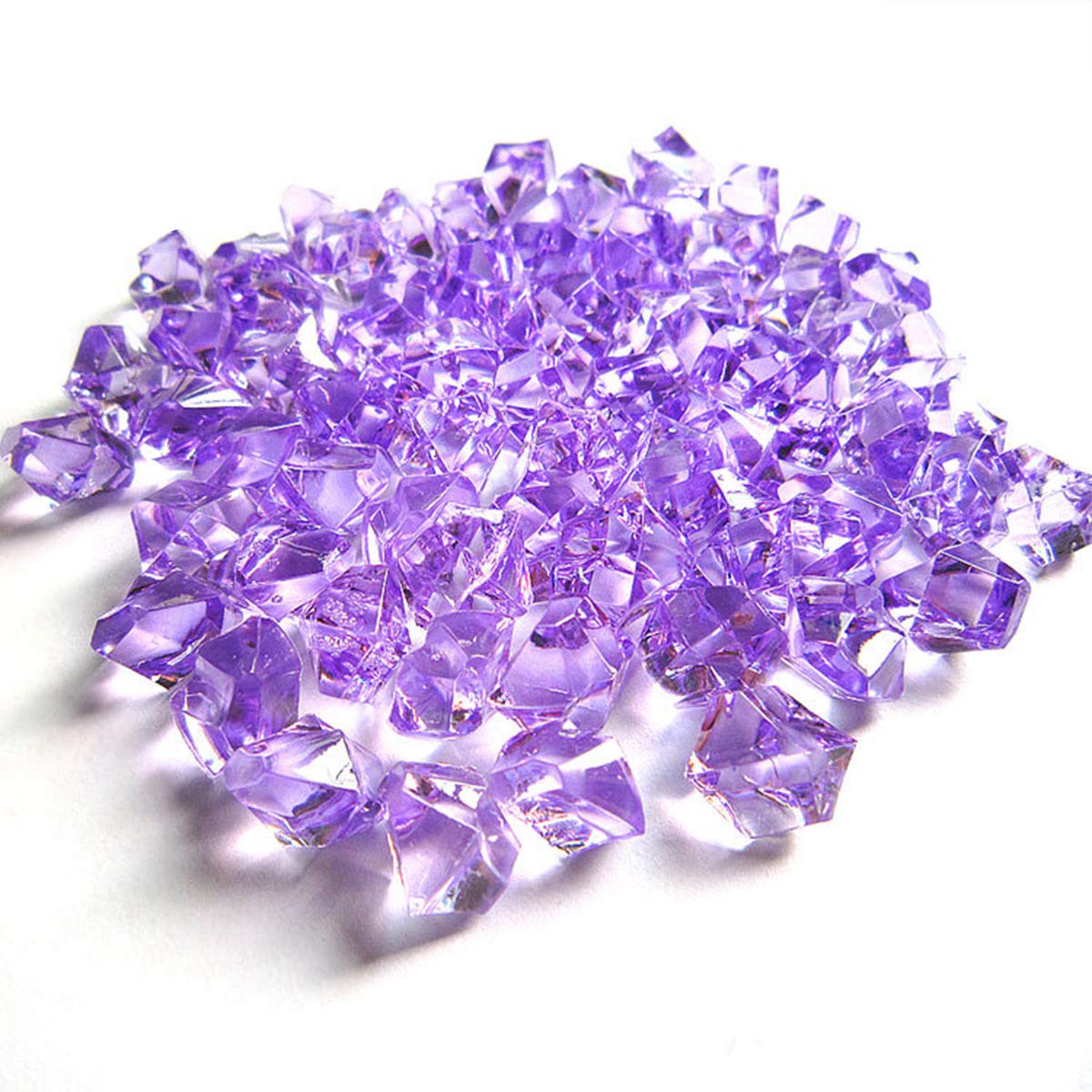 Acrylic Ice Cube Stones for Fish Tank Decoration,Irregular Sea Glass Gem Pebbles Artificial Stones Vase Filler Aquarium Landscape(Light Purple)