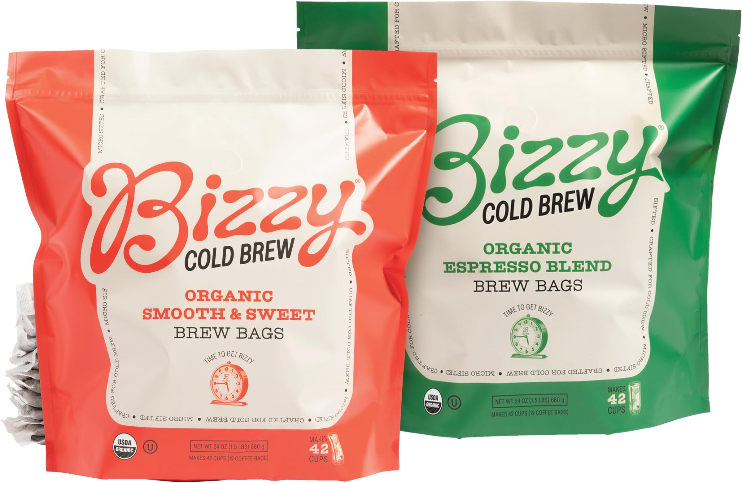 Organic Cold Brew Coffee | Bundle | Brew Bags | 12ct Espresso Blend + 12ct Smooth & Sweet | 2 Pack