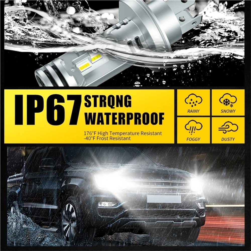 AILEO 2x H4 Luces LED de Alta Calidad 30000Lm 250W Luz Alta y Baja for Faros Delanteros de Coche CSP 6500K Blanco Lámpara de Automóvil