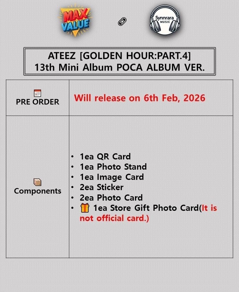 (A.) GOLDEN HOUR : PART.4 13th Mini Album POCA Ver/QR+2Sticker+2 PhotoCard+GIFT image 2