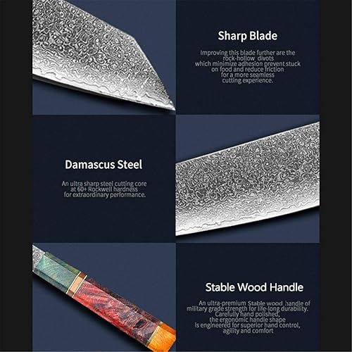 Miniatura 5 de Waterboss,Cuchillo Kiritsuke de 8 pulgadas,67 capas Damasco Japonés AUS-10 Super Steel Blade,Mango octogonal Wodden Estable,Cuchillo de chef