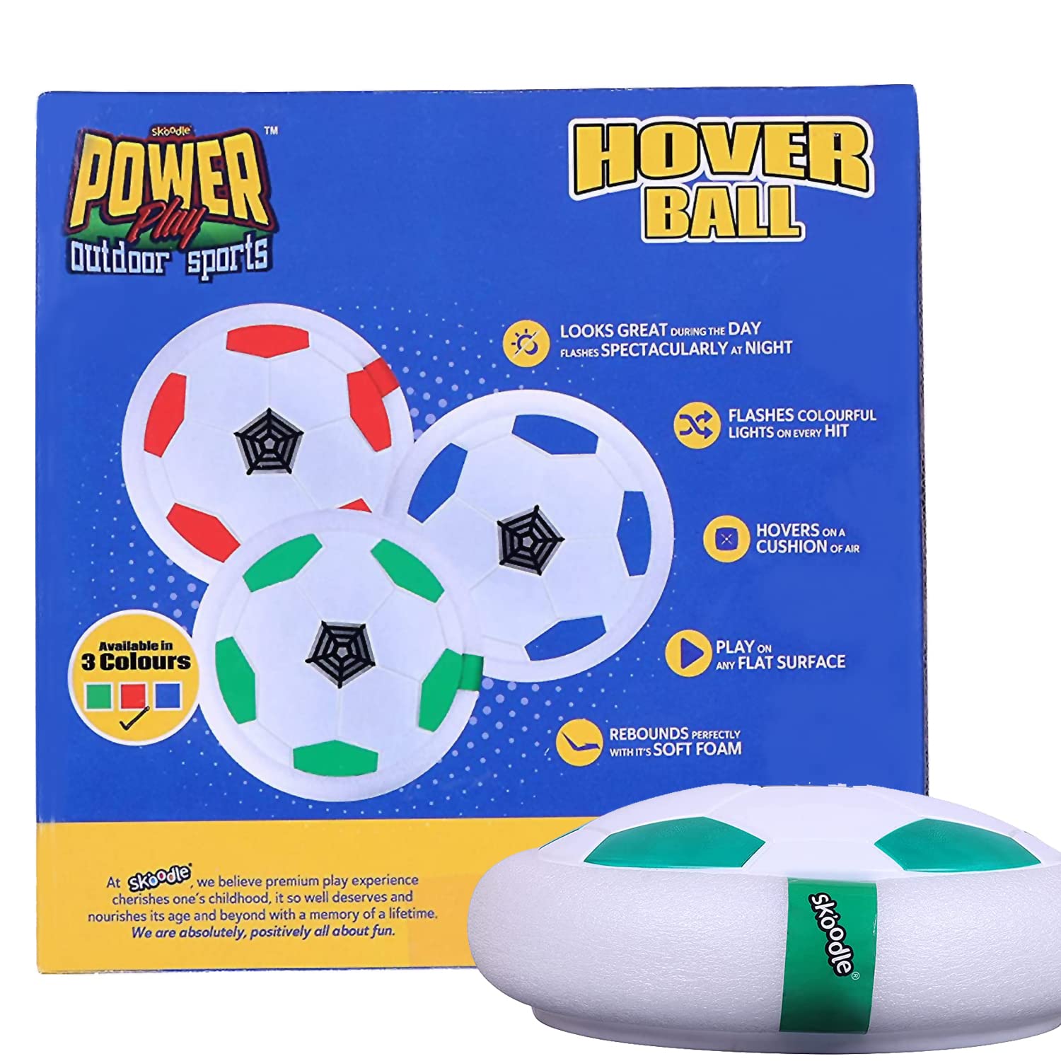 Skoodle Power Play Hover Ball - Green | Battery Powered Hover Football | Indoor Floating Hoverball Soccer | Air Football | Made in India | Best Gift Fun Toy for Kids Boys & Girls 3-12 Years 3
