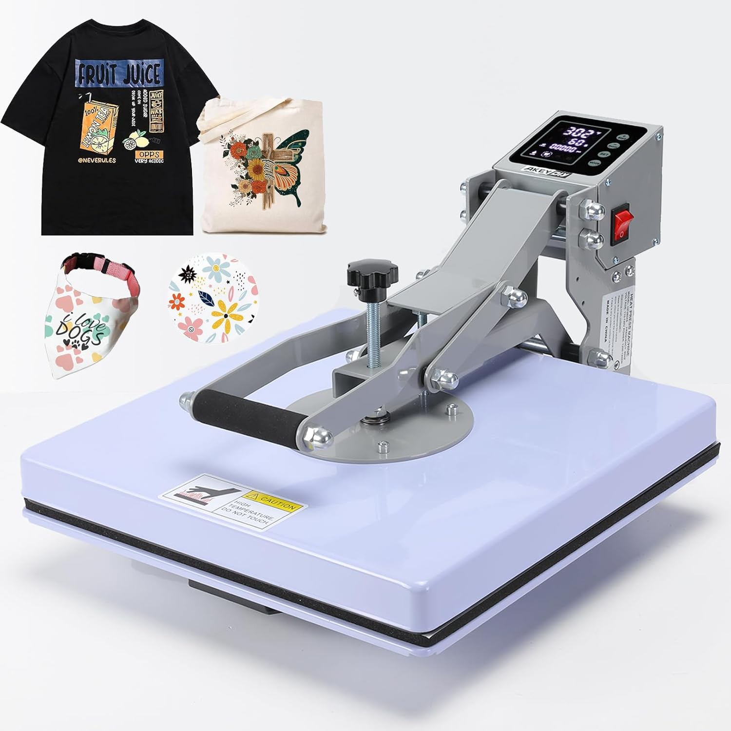 AKEYDIY Heat Press for T Shirts 15x15, Clamshell Digital Industrial Slide Out Shirt Press Sublimation Printer for T-Shirts, Bags, Mouse Pads, Heat Transfer Projects (Clamshell Press)