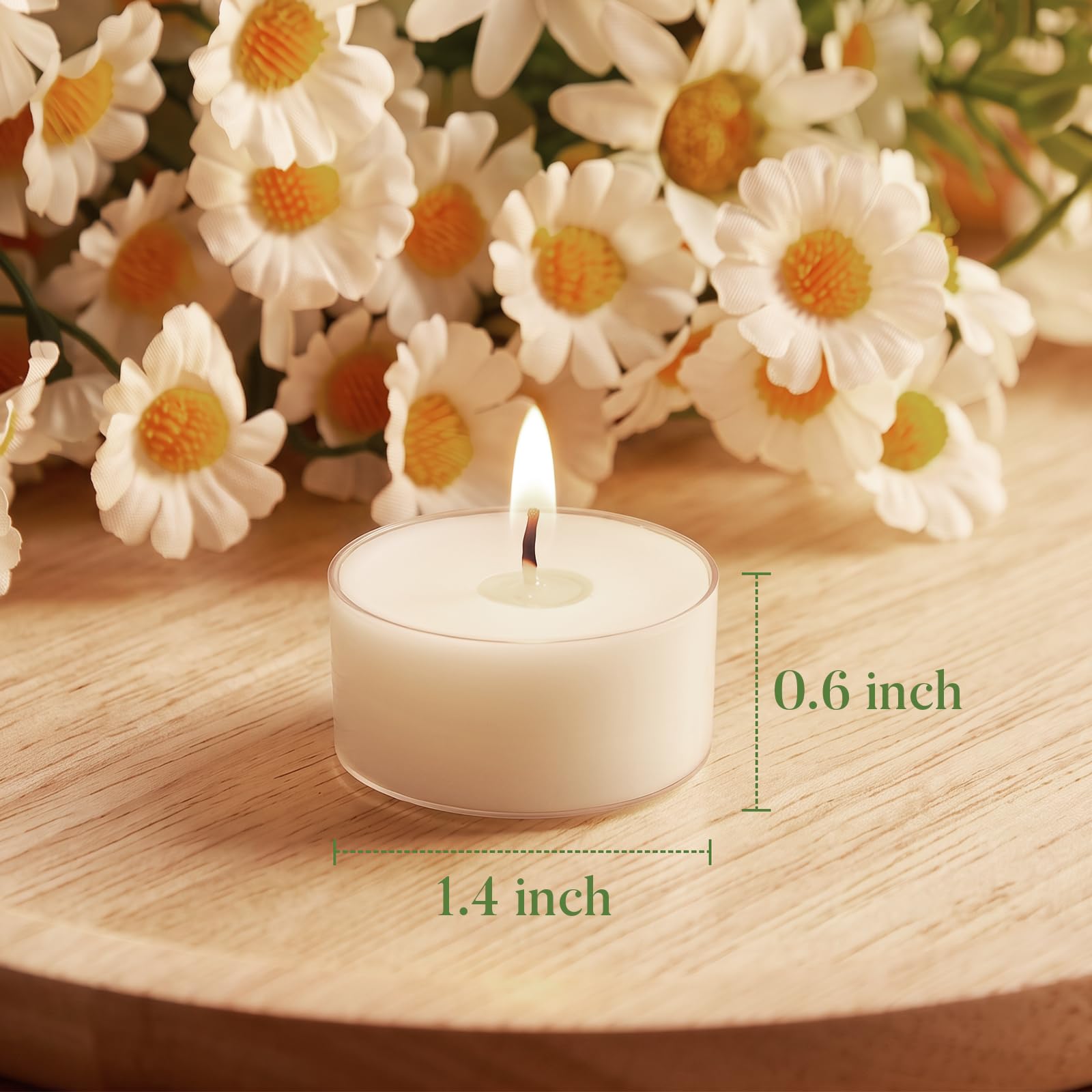 Ashlux Bougies chauffe-plat Cire de Soja, 200 Un., 4h, Blanc | sans odeur, sans fumée, sans paraffine, coque acrylique – idéal pour Noël, mariage, fête et décoration