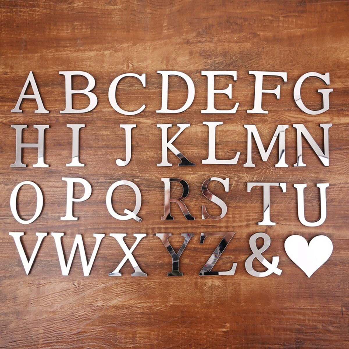 Adhesivos de pared acrílicos autoadhesivos con letras del alfabeto, 30 cm, pegatinas de espejo 3D para decoración del hogar, color plata, B