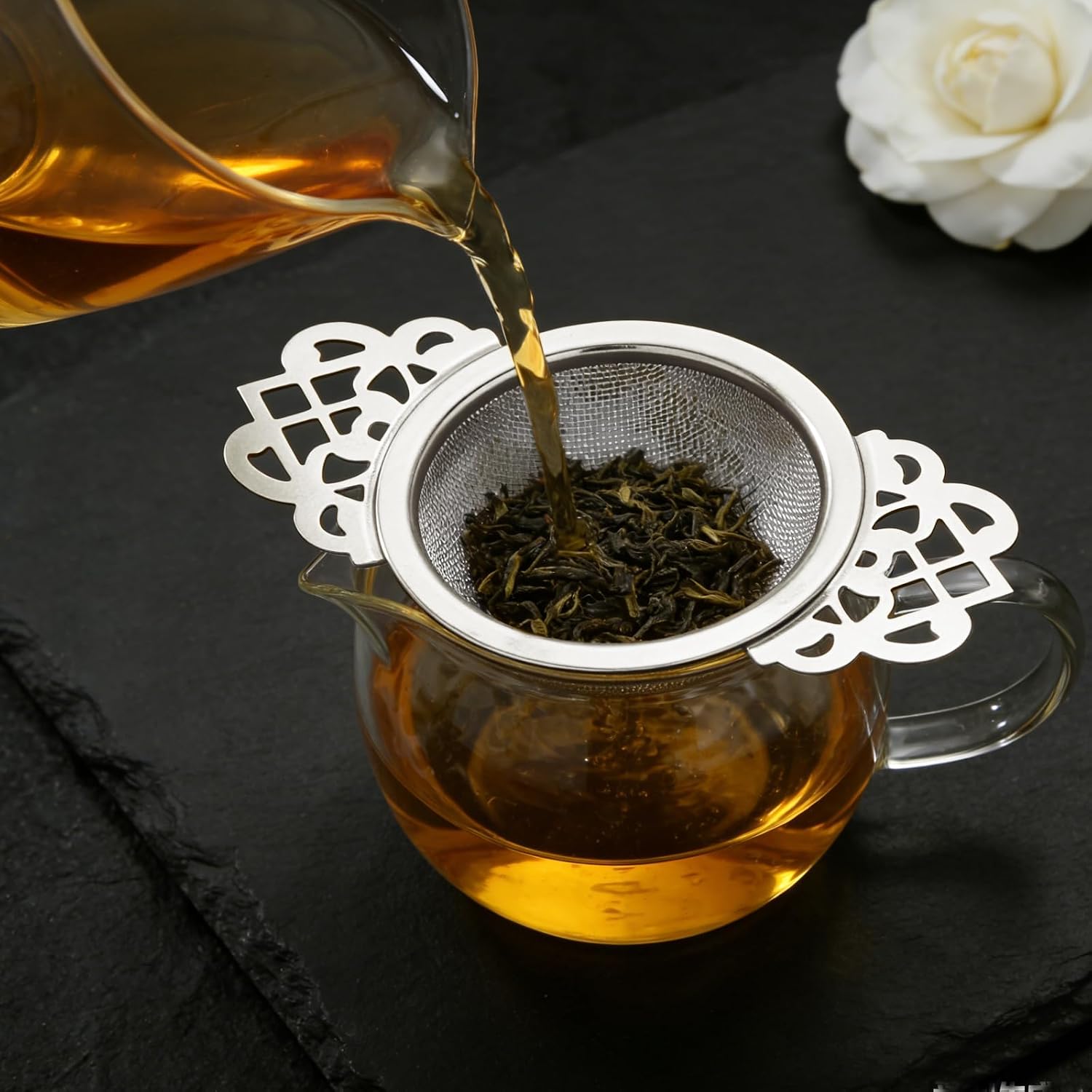 4 Pack Tea Strainer Bowl, Stainless Steel, Silver