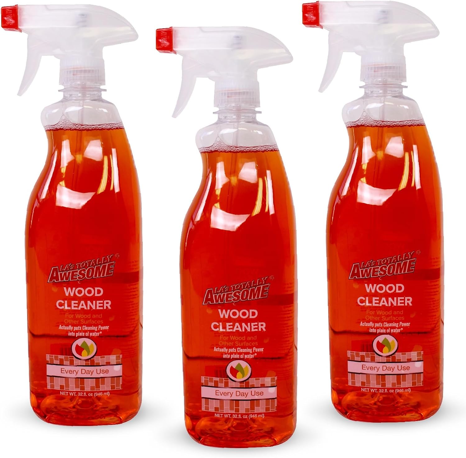 La's Totally Awesome Wood Cleaner Spray for Wood Furniture, Tables, Cabinets, Shelves & More, Everyday Wood Surface Cleaner, 32 Fl Oz, Pack of 3