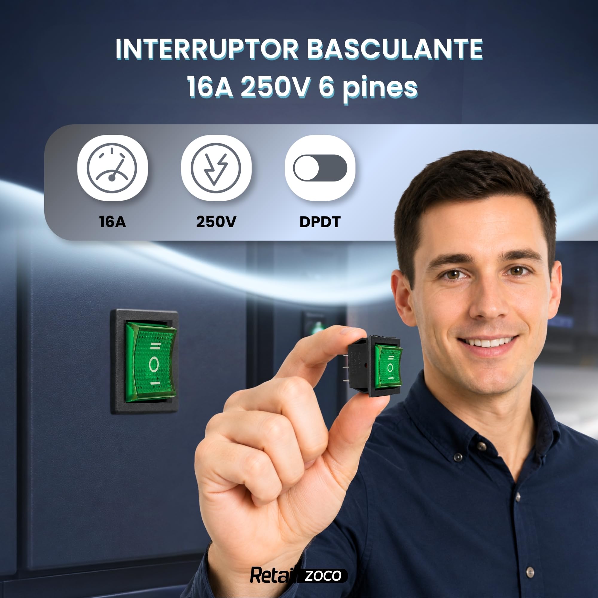 Interruptor Basculante DPDT ON/OFF/ON 6 pin, 1 Unidad - imagen 5