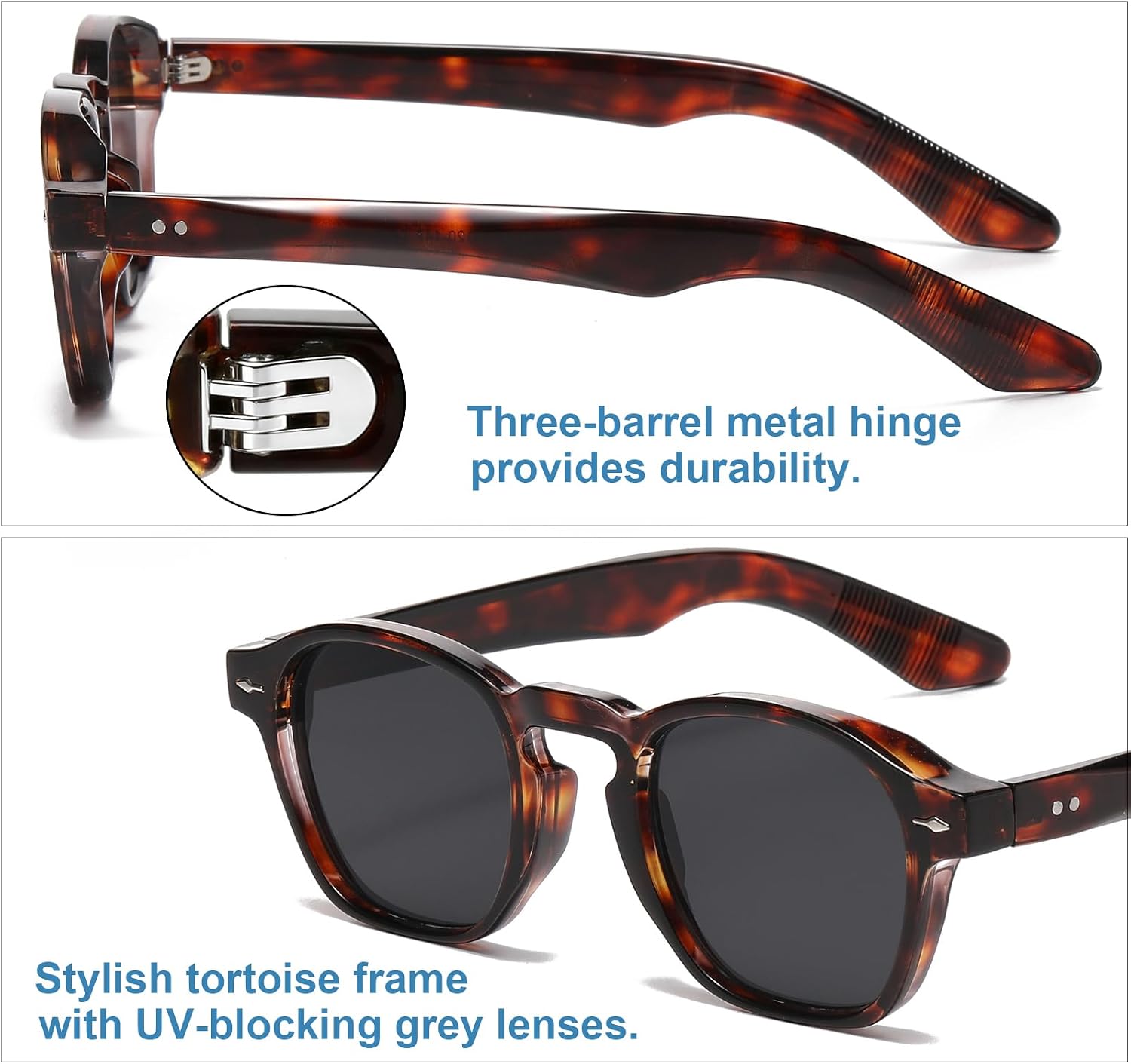 Gleyemor Fashion Sunglasses for Men Women Tortoise Shell Sunglasses Trendy Unisex Style UV400 Protection Shades