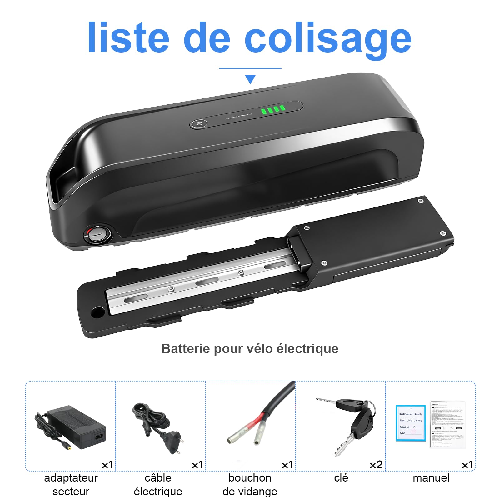 36V 20Ah Batterie Velo Electrique, Batterie vélo électrique avec BMS 20A, Batteries 36v Lithium ION pour Roue de Conversion Bafang 250W-550W et Autres vélos électriques