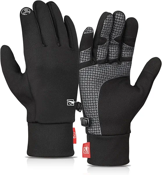 Cevapro Lightweight Gloves Touchscreen Running Gloves Winter Gloves Liner for Running Cycling Working Hiking Driving (Black)