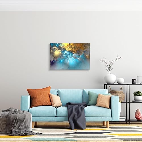 Miniatura 791 de Lienzo artístico para pared, pinturas de arte abstracto, fantasía azul, grafiti colorido sobre fondo blanco; decoración artística moderna para sala