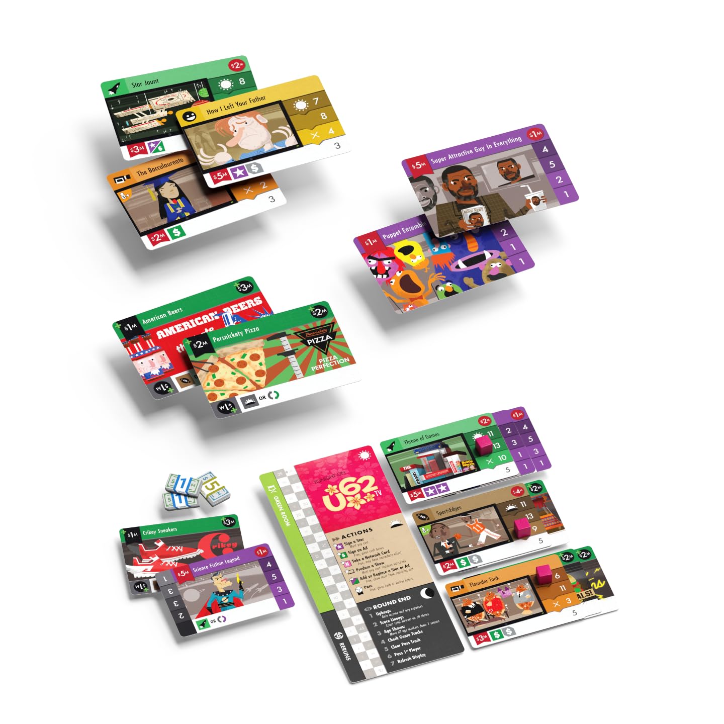 BOARD GAME TABLES.COM AllPlay | The Networks: Primetime | Strategisches Kartenspiel, Karten, Spielbretter, Marker | 1-5 Spieler | 60 Minuten