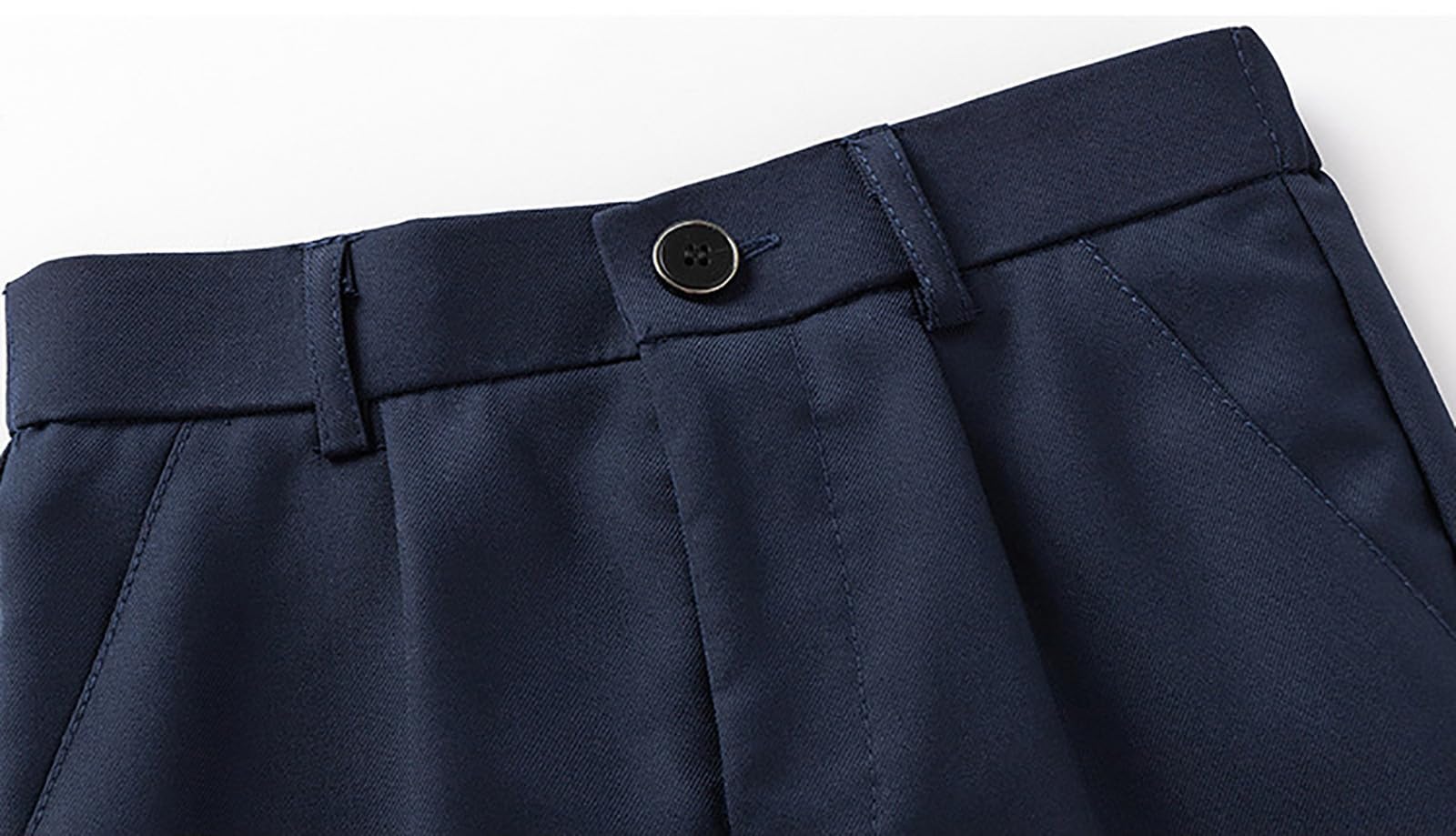 Generisch 2025 Pantalones de traje para niños con frente plano y cintura ajustable, trajes escolares pantalones de verano para niños