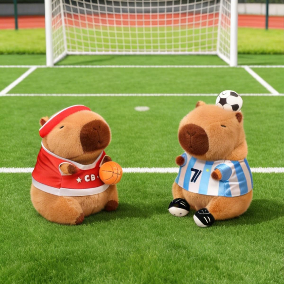 Capybara Plush Stuffed Animal, 8.7" Basketball Plushie Kawaii Capybara Stuffed Toy Cute Birthday Gift for Kids Girls