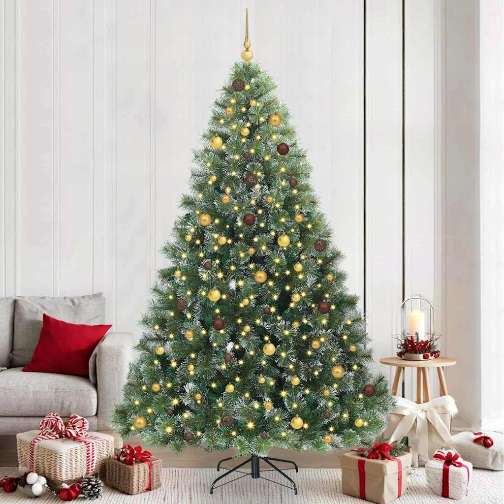 Albero di Natale artificiale con 300 LED verde, 240 cm, PVC e plastica