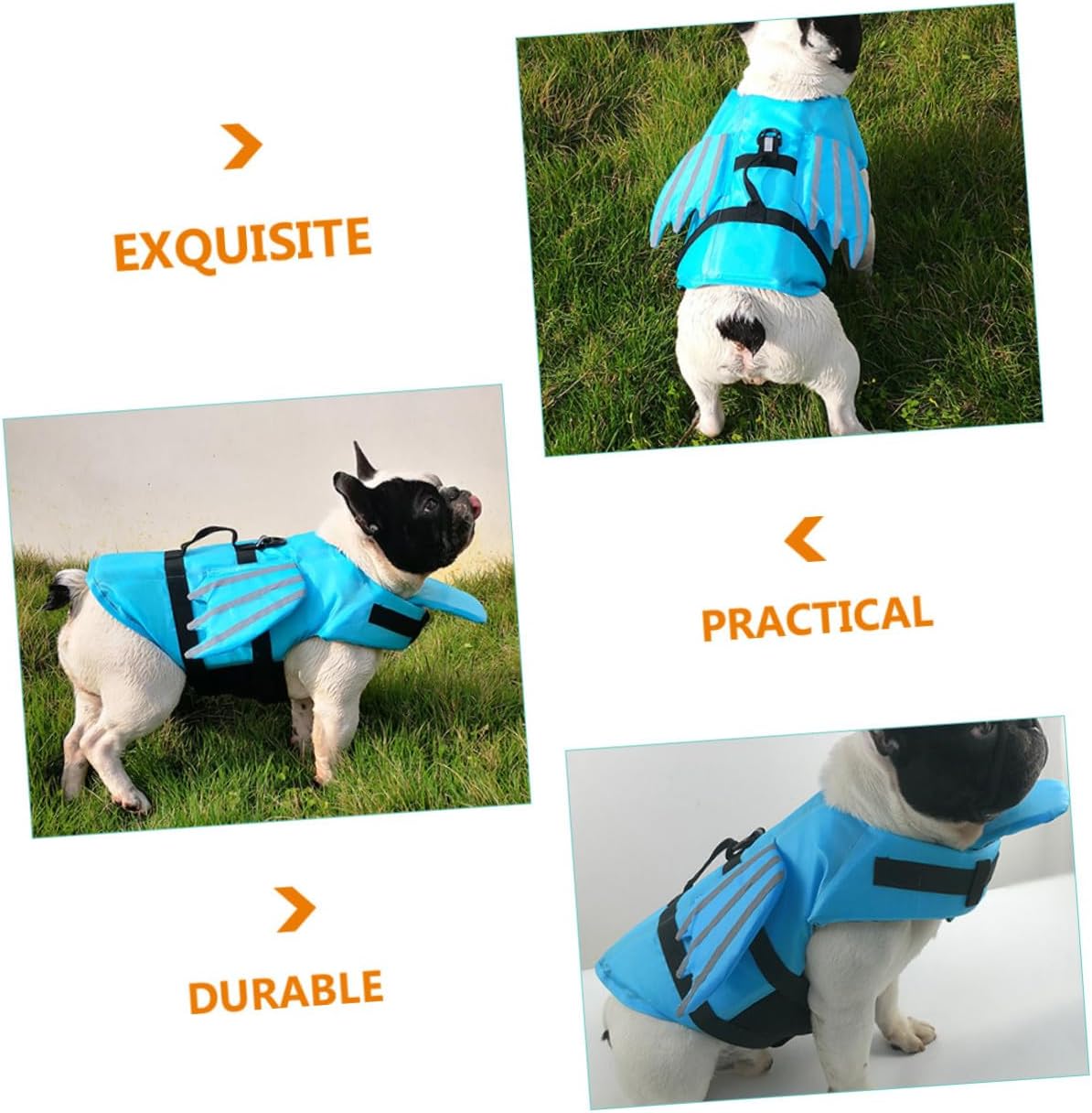 ABOOFAN Wear-Resistant Portable Dog Swim Vest with Reflective Wings, Blue S Professional Dog Lifejacket for Outdoor Swimming and Water Safety