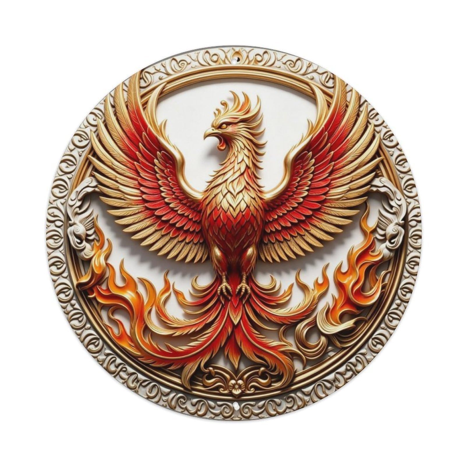 Rising Phoenix Fire Bird Spread Wings 3D Rebirth Symbol Metal Tin Sign Plaque