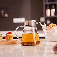 Vista 8 de CNGLASS 30.5oz/900ml Glass Teapot Stovetop Safe,One-Touch Clear Tea Kettle,Blooming and Loose Leaf Tea Maker