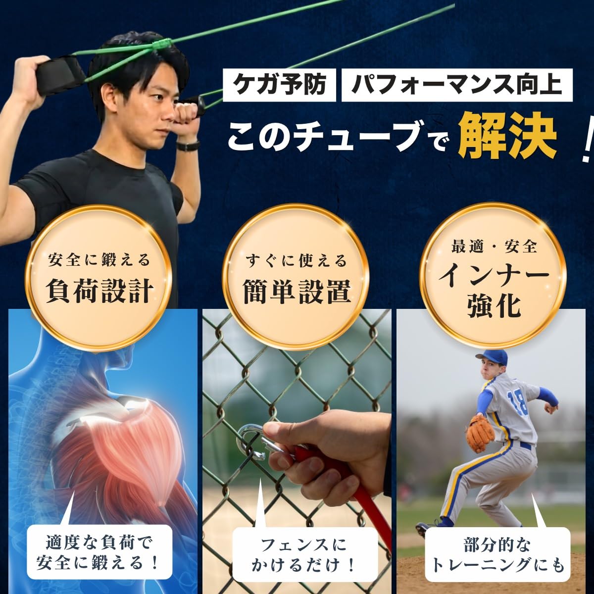 Amazon.co.jp: 野球 トレーニングチューブ 【投げる・打つを支える野球